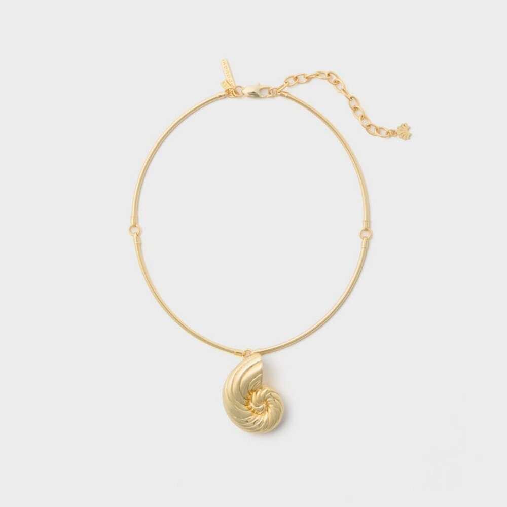 Lele Sadoughi Nautilus Collar Necklace 14K Gold seashell choker necklace charm